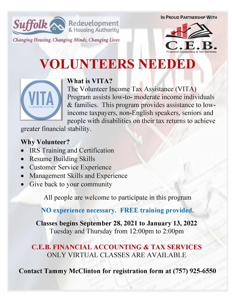 VITA VOLUNTEER TAX FLYER 2021