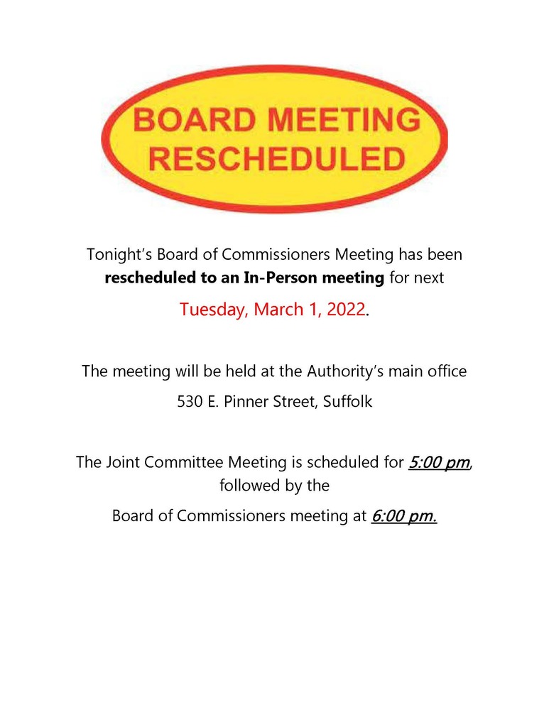Board Meeting Rescheduled