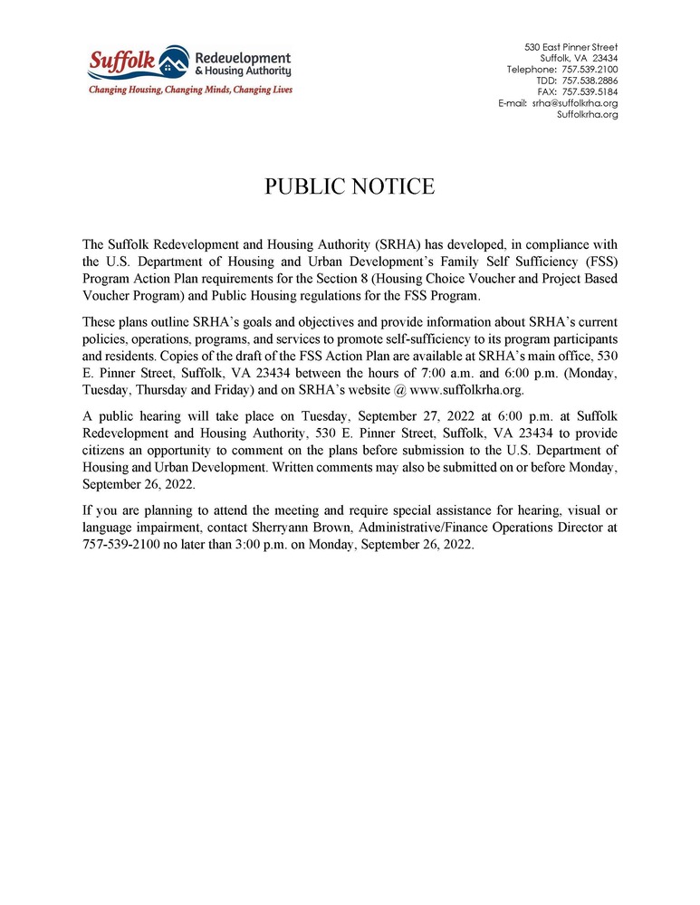 Public Notice FSS Action Plan 8-23-2022